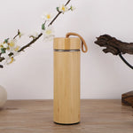 Display Bamboo Stainless Steel Thermos Water Bottle Flip Lid Eco-Friendly Cup