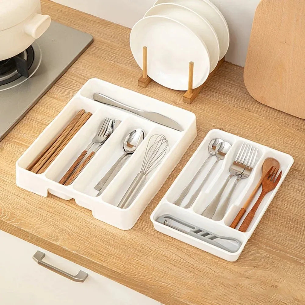 4/5 Compartments Cutlery Organizer Daily Drawer Divider Tray Rectangle