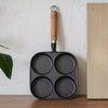 4-Hole Egg Frying Pan Wooden Handle Non Stick Frying Pot