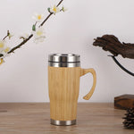 Display Bamboo Stainless Steel Thermos Water Bottle Flip Lid Eco-Friendly Cup
