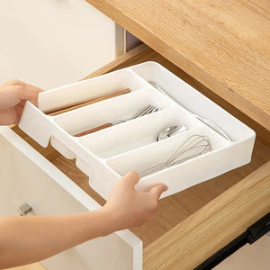 4/5 Compartments Cutlery Organizer Daily Drawer Divider Tray Rectangle