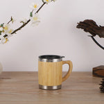 Display Bamboo Stainless Steel Thermos Water Bottle Flip Lid Eco-Friendly Cup