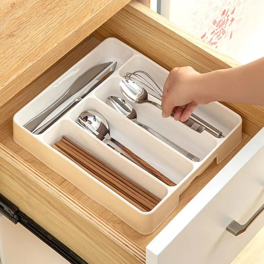 4/5 Compartments Cutlery Organizer Daily Drawer Divider Tray Rectangle