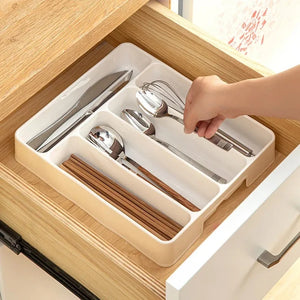 4/5 Compartments Cutlery Organizer Daily Drawer Divider Tray Rectangle