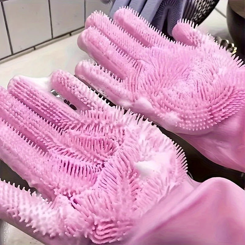 1 Pair Silicone Dishwashing Gloves