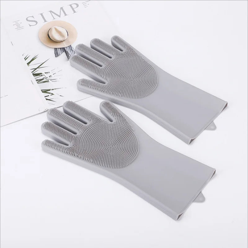 1 Pair Silicone Dishwashing Gloves