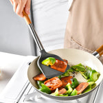 8Pcs Silicone Kitchenware Set Non-Stick Wooden Handle