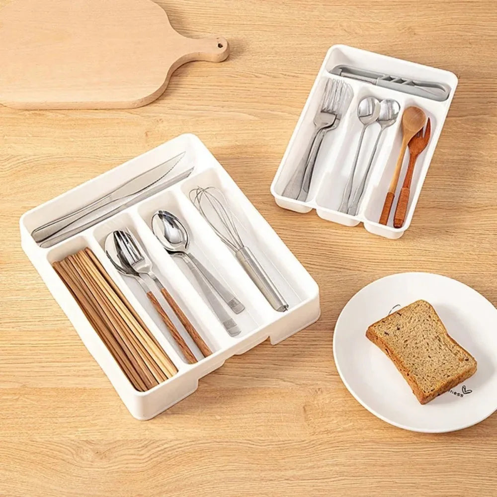 4/5 Compartments Cutlery Organizer Daily Drawer Divider Tray Rectangle
